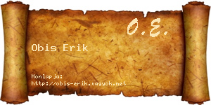 Obis Erik névjegykártya